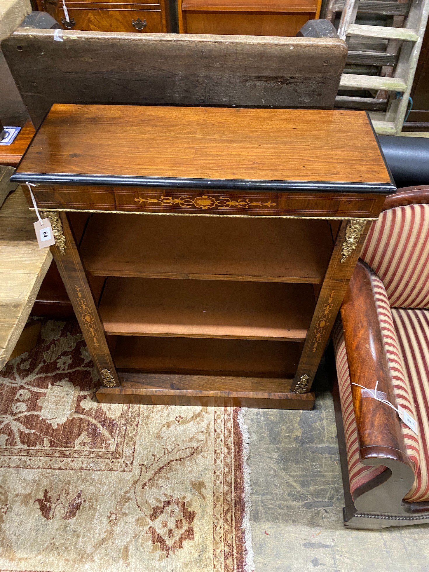 A 19th century French marquetry inlaid gilt metal mounted walnut pier cabinet, width 76cm, depth 29cm, height 98cm
